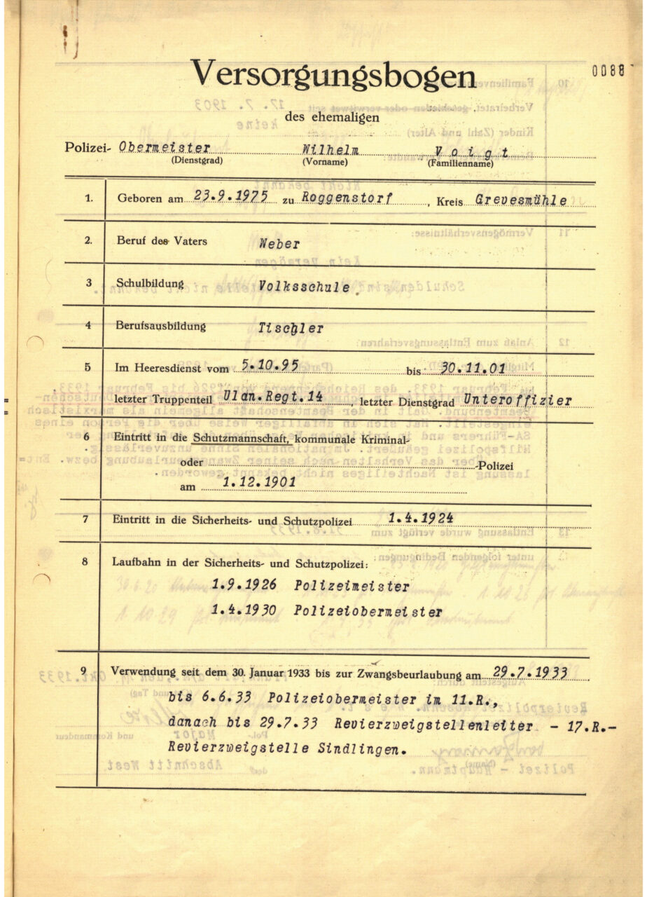 Supply sheet of the former police Sergeant Wilhelm Voigt – page 2