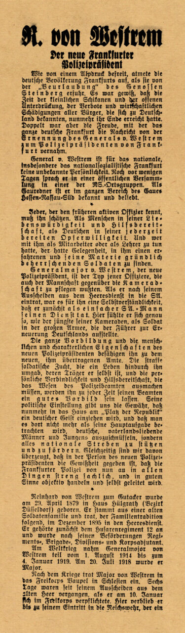 Zeitungsartikel aus dem Frankfurter Volksblatt vom 12. Februar 1933