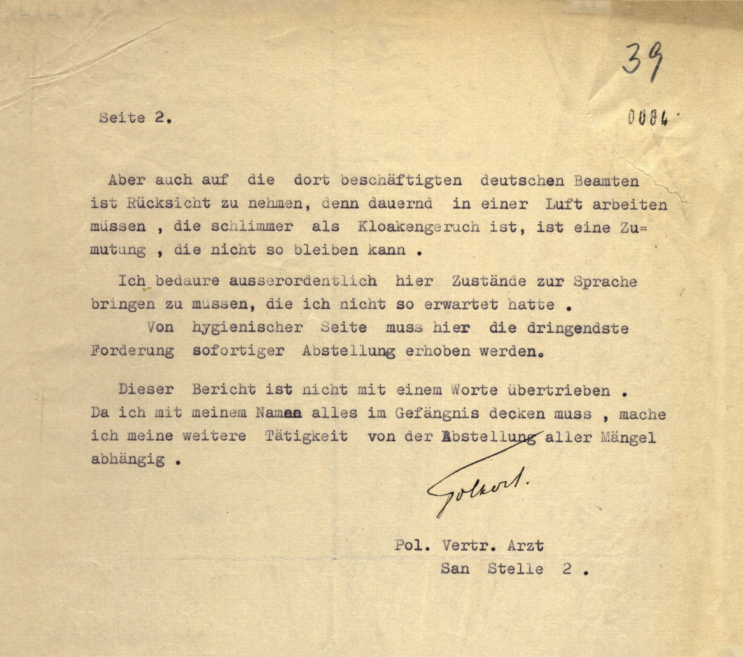 Schreiben an den leitenden Poilizeiarzt in Frankfurt am Main vom 22. Januar 1944 – Seite 2